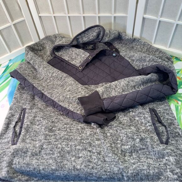 Abercrombie & Fitch fleece quilted pullover snap sweatshirt - Picture 8 of 10